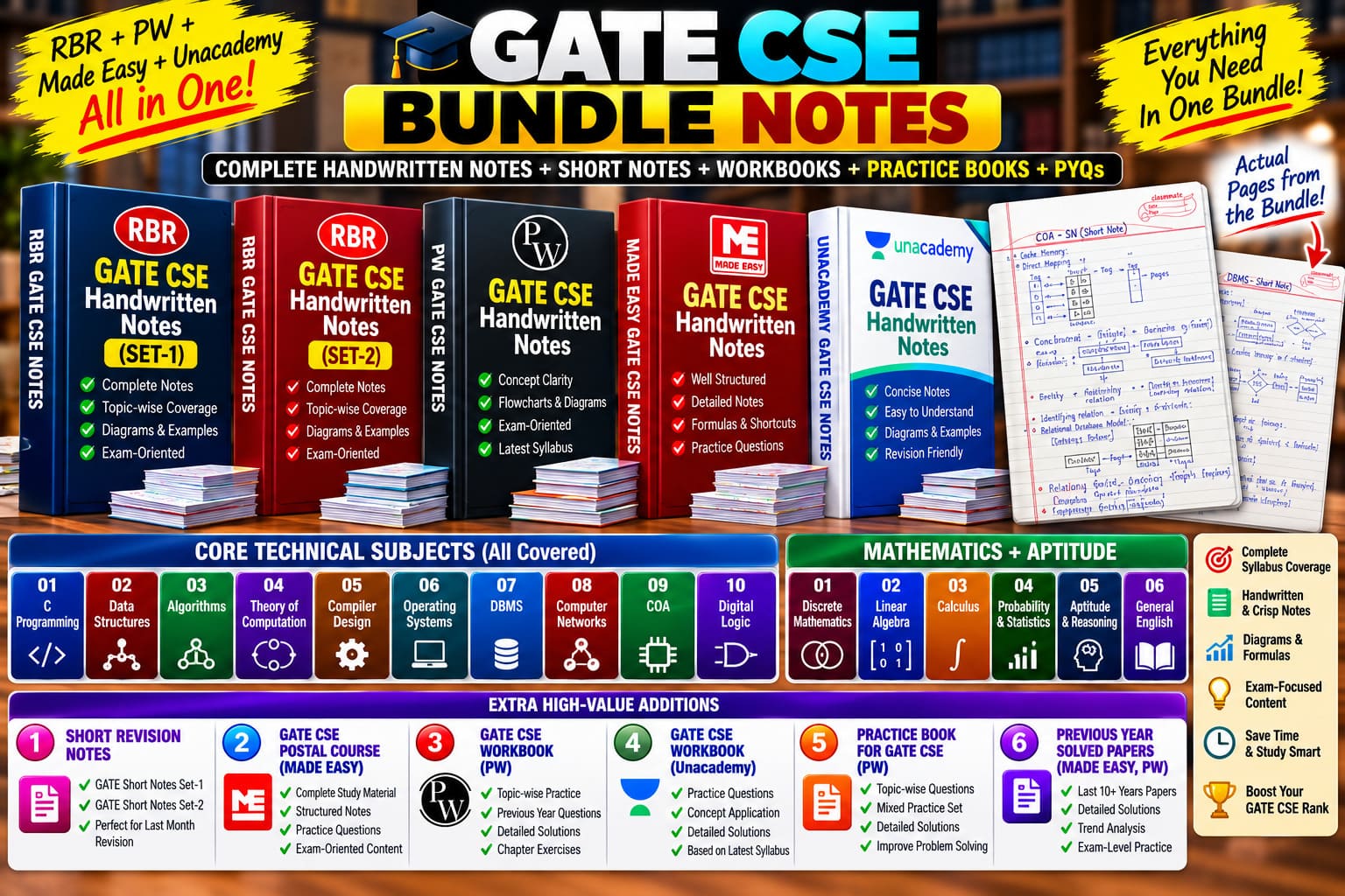 GATE CSE complete study kit with notes, workbooks and previous year papers